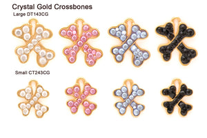Crystal Gold Crossbones Tags