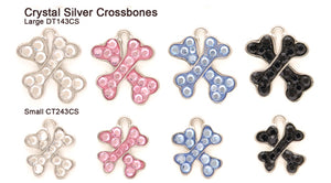 Crystal Silver Crossbones Tags