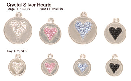 Crystal Silver Heart Tags