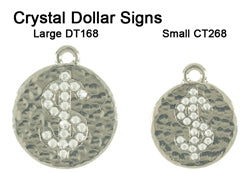Hammered Crystal Dollar Sign Tags